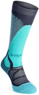 Skarpety narciarskie damskie Bridgedale Ski Mid Merino E Pattern - dark denim/aqua 35 - 37 - Skarpety termoaktywne - miniaturka - grafika 1