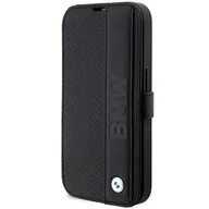 Etui i futerały do telefonów - Etui BMW BMBKP14L22RDPK iPhone 14 Pro 6,1&quot; czarny/black bookcase Leather Textured&amp;Stripe - miniaturka - grafika 1