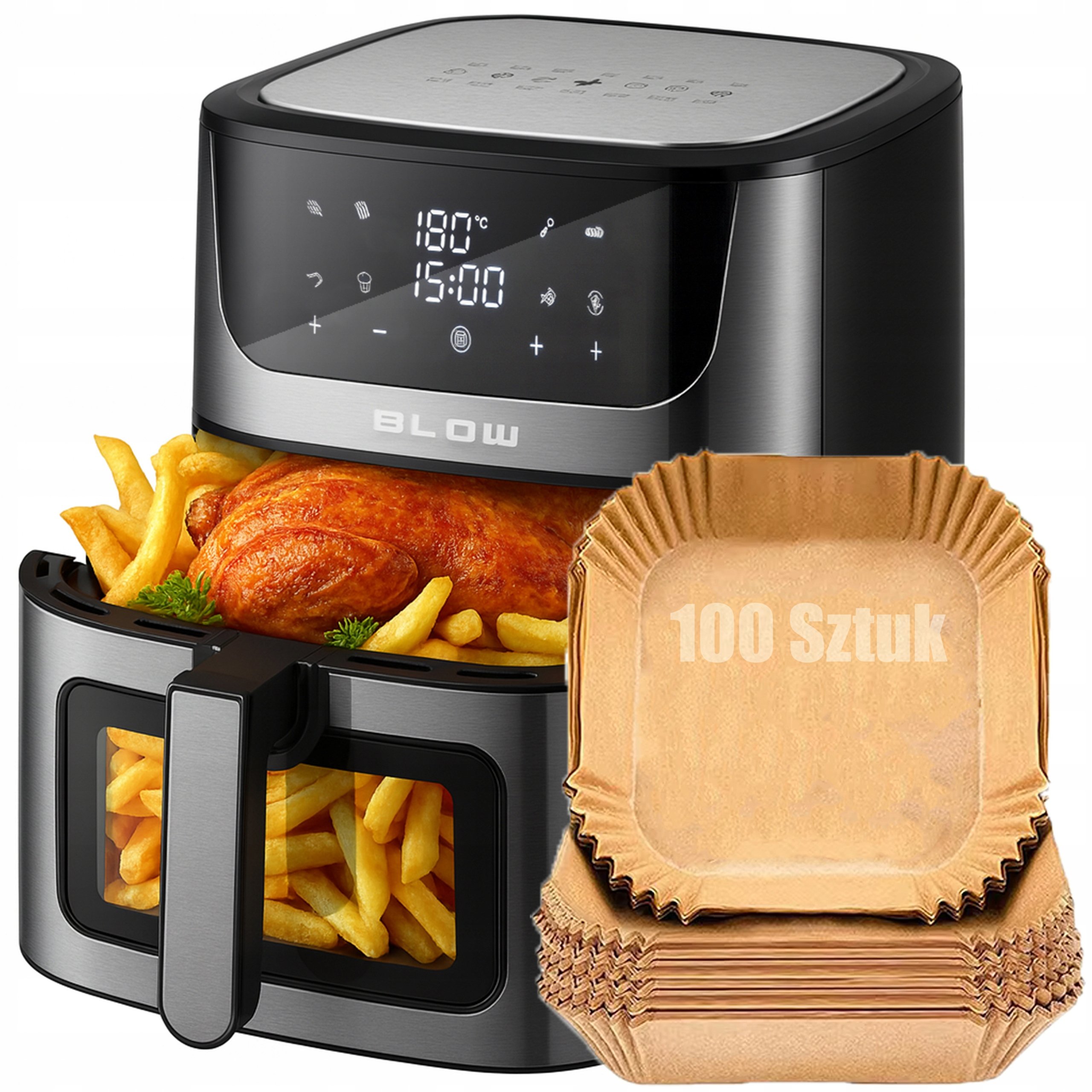Air Fryer Frytkownica Beztłuszczowa 8L 2500W Papier Do Pieczenia Wkład X100