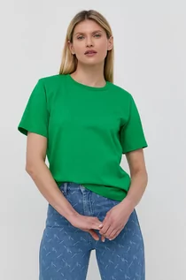 Koszulki i topy damskie - Gestuz t-shirt bawełniany kolor zielony - - grafika 1