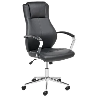 Fotel biurowy, krzesło biurowe Beliani Krzesło biurowe regulowane ekoskóra czarny ADEPT - Fotele i krzesła biurowe - miniaturka - grafika 1