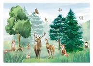 Fototapety - Fototapeta DLA DZIECI Las Zwierzęta Drzewa Tapeta Ścienna 312x219 - miniaturka - grafika 1