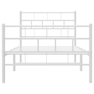 Metalowa rama łóżka z wezgłowiem i zanóżkiem, biała, 100x200 cm Lumarko! - Łóżka - miniaturka - grafika 6