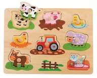 Układanki dla dzieci - Lelin Układanka z uchwytami Przyjaciele z farmy i traktor L20064 - miniaturka - grafika 1