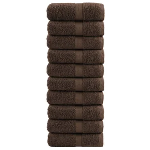 vidaXL Ręczniczki premium 10 szt., brązowe, 30x30 cm, bawełna - Ręczniki - miniaturka - grafika 1