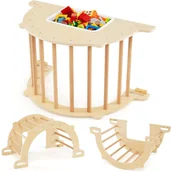 Place zabaw - 8w1 Drewniana Drabinka Montessori z Konikiem na Biegunach i Pojemnikiem, dla Dzieci 3+, Maks. 50 kg (90x50x48 cm, Naturalny). - miniaturka - grafika 1