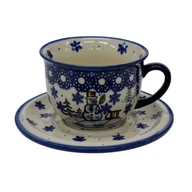 Filiżanki - Ceramiczna filiżanka i spodek Ceramika Bolesławiec - miniaturka - grafika 1