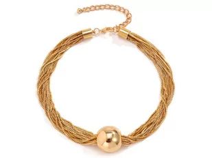 Naszyjnik Choker Łańcuszki Z Dużą Kulką - Naszyjniki - miniaturka - grafika 1