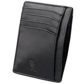 Etui na dokumenty i karty - Skórzane etui na karty zbliżeniowe RFID do marynarki (Czarny) - miniaturka - grafika 1