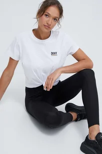 Dkny t-shirt bawełniany damski kolor biały - DKNY - Koszulki sportowe damskie - miniaturka - grafika 1