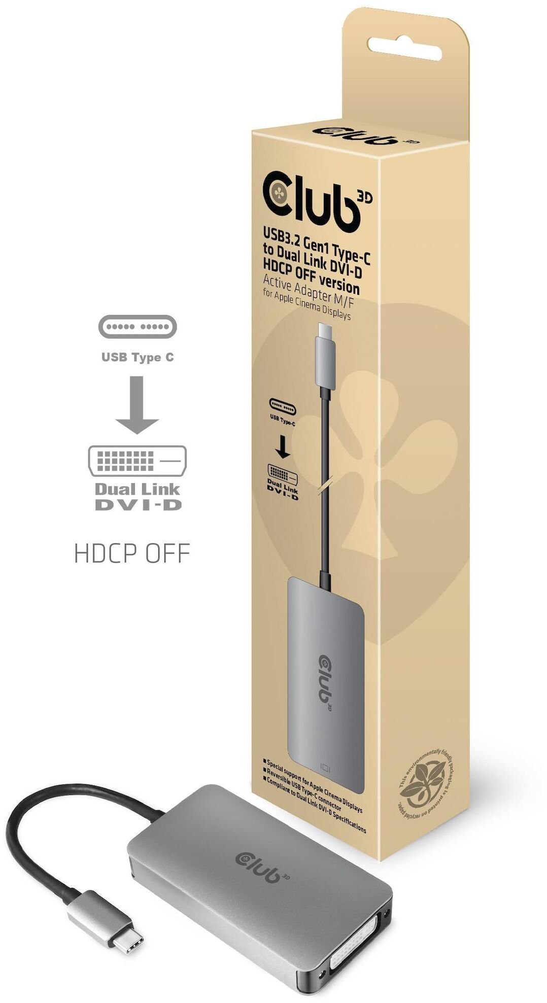Adapter USB Club3D USB3.2 Gen1 Type-C na podwójny