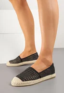 Espadryle damskie - Czarne Siateczkowe Espadryle Ozdobione Plecionką Telovianna - miniaturka - grafika 1
