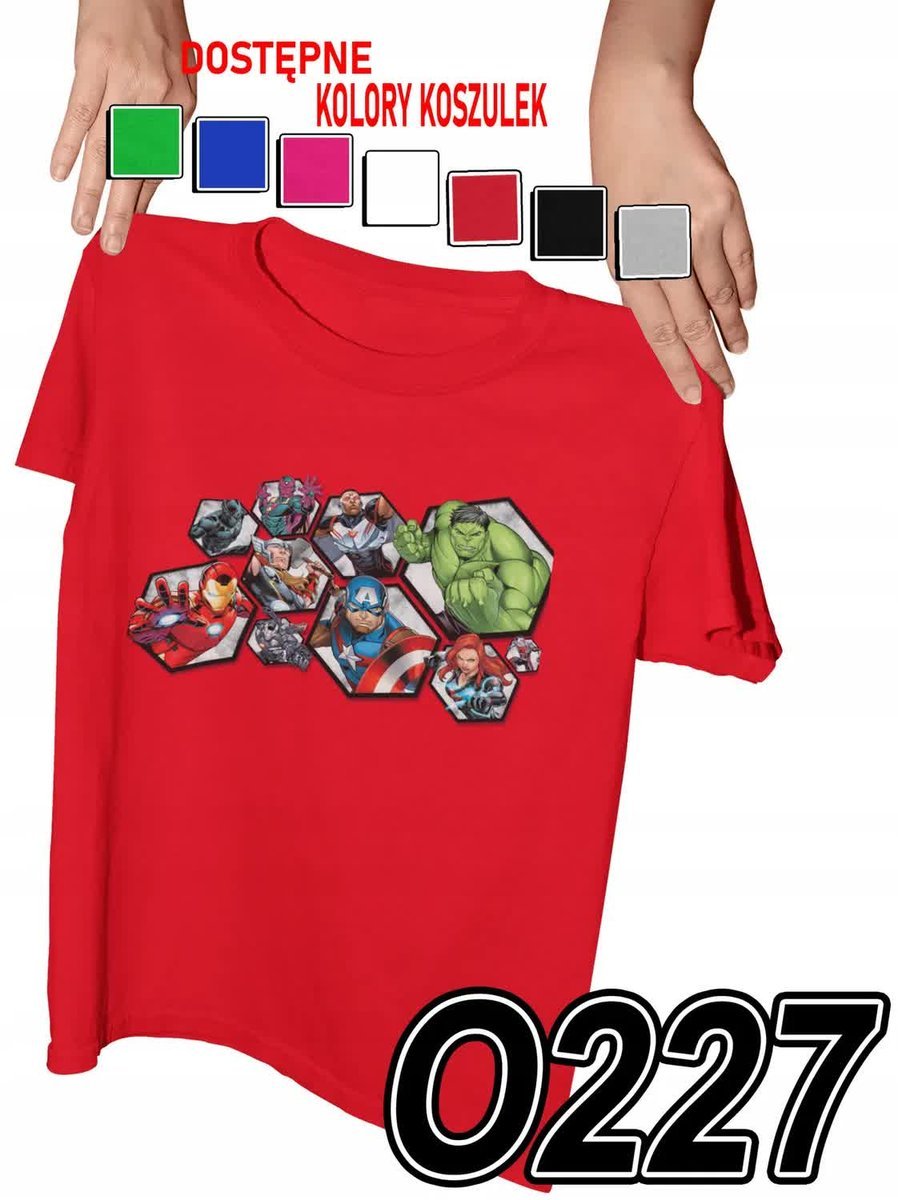 Koszulka Dziecięca Z Nadrukiem Avengers Hulk Spiderman Thor - M 134-140