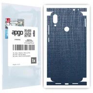 Szkła hartowane na telefon - Folia naklejka skórka strukturalna na TYŁ+BOKI do Xiaomi Redmi Note 7 -  Tkanina Granatowa - apgo SKINS - miniaturka - grafika 1