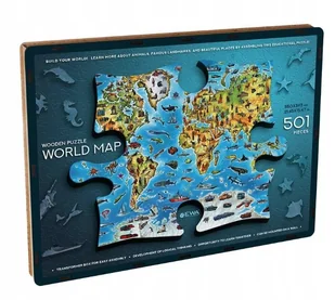 DREWNIANE PUZZLE 3D MAPA ŚWIATA ZESTAW DO ZŁOŻENIA DIY - Puzzle - miniaturka - grafika 1