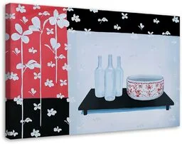 Obraz na płótnie, Szklane butelki i misa 100x70 - Obrazy i zdjęcia na płótnie Obraz na płótnie, Szklane butelki i misa 100x70 - Obrazy i zdjęcia na płótnie - miniaturka - grafika 1