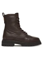 Botki damskie - Tommy Hilfiger Trapery Th Plaque Pebble Lace Boot Warm FW0FW08767 Brązowy - miniaturka - grafika 1