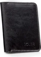 Portfele - Solier Cienki skórzany męski portfel z bilonówką SOLIER SLIM CIEMNY BRĄZ - miniaturka - grafika 1