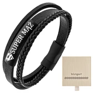 Bransolety męskie - Bransoletka z GRAWEREM skórzana męska / damska ple - miniaturka - grafika 1