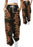 Stroje karnawałowe - Spodnie Dresowe Na Halloween Jesień Print Napis Przebranie M  L - miniaturka - grafika 1