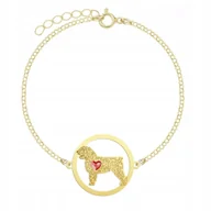 Bransoletki - Bransoletka Pozłacana 925 z psem Hiszpański Pies Dowodny Kobieta GRAWER - miniaturka - grafika 1