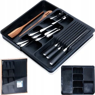 Vilde Wkład Organizer na Sztućce do Szuflady Rozsuwany Czarny VILDE 40 x 31 cm - Pozostałe akcesoria kuchenne - miniaturka - grafika 1