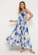 Sukienki - Niebieska Wiskozowa Sukienka z Abstrakcyjnym Motywem Nilenisa - miniaturka - grafika 1