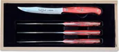Noże kuchenne - zestaw 4 noży do steków akrylowa rękojeść stal nierdzewna sztućce do steków sztućce do grilla zestaw noży nóż do pizzy Giesser PremiumCut Steak No. 1 Red Diamond 12 cm BBQ specjalny nóż stalowy ostry czerwony - miniaturka - grafika 1