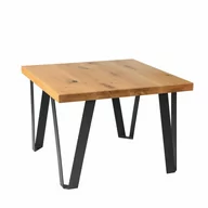 Ławy i stoliki kawowe - Rustykalny stolik dębowy Freja 70x70 cm, stolik kwadratowy z metalowymi nogami - miniaturka - grafika 1