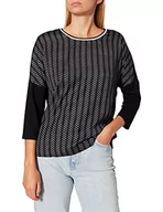 Koszulki i topy damskie - Taifun EcoVero damska koszulka z rękawami 3/4 z rękawami 3/4, okrągły dekolt, jednokolorowa, Dark Lake Wzorzysty, 46 - miniaturka - grafika 1