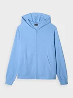 Bluzy sportowe damskie - Damska bluza dresowa rozpinana z kapturem 4F 4FWMM00TSWSF1763 - niebieska - miniaturka - grafika 1