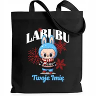 Torby i wózki na zakupy - Torba Czarna Shopper NIEBIESKI *IMIĘ* Prezent Święta Mikołajki Wzory - miniaturka - grafika 1