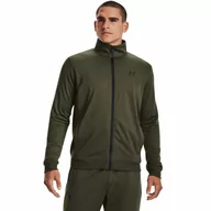 Bluzy sportowe męskie - Męska bluza rozpinana bez kaptura Under Armour Sportstyle Tricot Jacket - khaki - UNDER ARMOUR - miniaturka - grafika 1