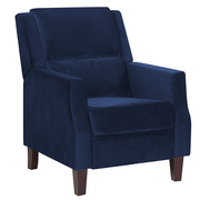Fotele - Beliani Fotel rozkładany welurowy niebieski EGERSUND - miniaturka - grafika 1