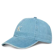 Czapki męskie - Czapka z daszkiem Calvin Klein Monogram Embroidery Denim Cap LV04G5003G Niebieski - miniaturka - grafika 1