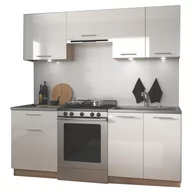 Meble kuchenne - Zestaw Mebli Kuchennych 200 cm Marija Biały Halmar Biały, Dąb Sonoma - miniaturka - grafika 1