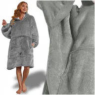 Bluzy damskie - KOCO BLUZA OVERSIZE DŁUGA CIEPŁA KOC BLUZA DAMSKA Z KAPTUREM NA WALENTYNKI - miniaturka - grafika 1