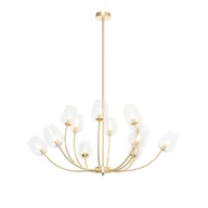 Lampy sufitowe - QAZQA Klasyczna lampa wisząca złota ze szkłem 12 lampek - Elien - miniaturka - grafika 1