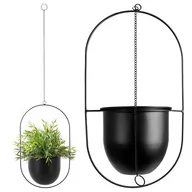 Donice - Kwietnik wiszący / osłonka na doniczkę metalowa czarna kod: O-569432 - miniaturka - grafika 1