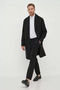 Płaszcze męskie - Calvin Klein płaszcz wełniany kolor czarny przejściowy - grafika 1