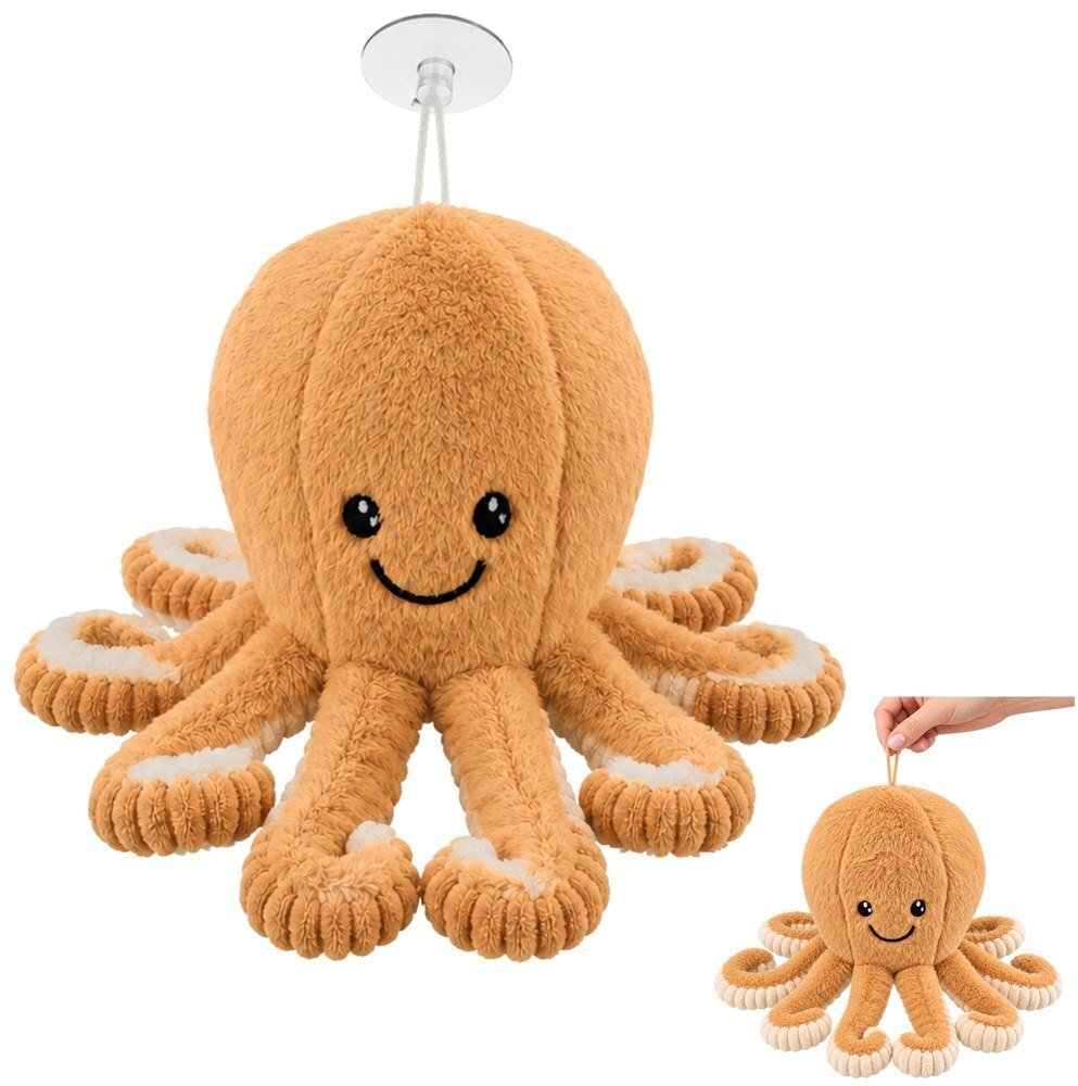 LeanToys Pluszowa Ośmiornica Maskotka Przytulanka Z Przyssawką Beżowa 16 cm EDUKAMP