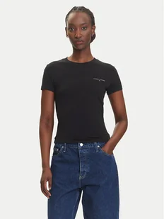 Tommy Jeans T-Shirt Linear DW0DW21164 Czarny Slim Fit - Koszulki i topy damskie - miniaturka - grafika 1
