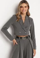 Marynarki i żakiety damskie - Szara Krótka Marynarka na Guziki Mystira - miniaturka - grafika 1