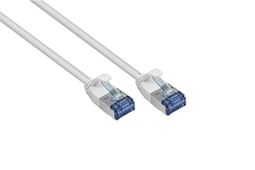 Good Connections Cat. 6A cienki kabel krosowy - 0,15 m / 15 cm - U/FTP- 10 Gbit/s i 500 MHz - przewód miedziany CU - bezhalogenowy LSZH - Ochrona RNS - cienki kabel sieciowy/LAN - biały