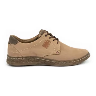 Buty męskie skórzane casual 930MA beżowe - Buty Olivier - Półbuty męskie - miniaturka - grafika 1