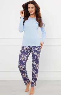Piżama damska niebieska z długim rękawem i długimi spodniami Pulia, Kolor błękitno-niebieski, Rozmiar S, Italian Fashion - Primodo.com - Piżamy damskie - miniaturka - grafika 1