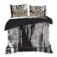 Pościel - Pościel satynowa EVA 160x200 Eva Minge Eurofirany czarna jasnobrązowa zwierzęcy print cętki - miniaturka - grafika 1