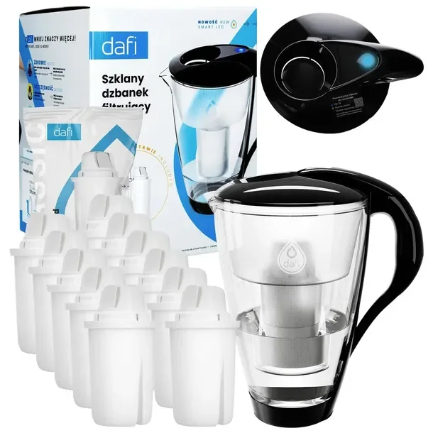 Szklany dzbanek filtrujący Dafi Crystal 2l z licznikiem LED + 12x Wkład