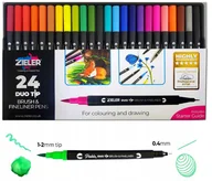 Kredki, ołówki, pastele i pisaki - ZIELER Markery dwustronne pędzelkowe Duo Tip 24szt - miniaturka - grafika 1