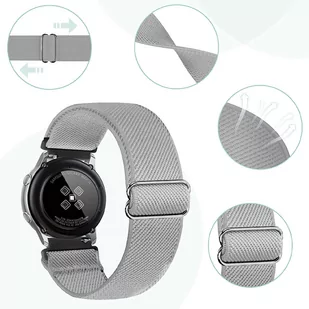 Pasek elastyczny Uniwersalny nylonowy Alogy Nylon opaska do zegarka Smartwatcha 22mm Szary - Akcesoria do smartwatchy - miniaturka - grafika 4